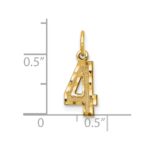 14k Small Brushed Diamond-cut Number 4 Charm - Image 4