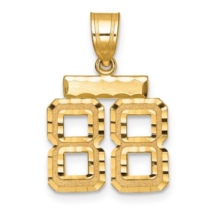 14k Small Brushed Diamond-cut Number 88 Charm