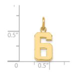 14k Small Polished Number 6 Charm - Image 3