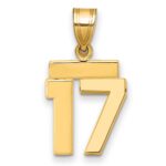14k Small Polished Number 17 Charm