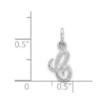 14KW White Gold Casted Script Letter C Initial Charm - Image 4