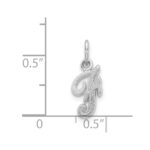 14KW White Gold Casted Script Letter F Initial Charm - Image 3