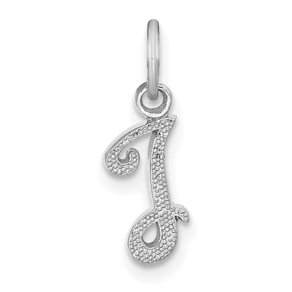 WCH138-I.jpg 14KW White Gold Casted Script Letter I Initial Charm - Image 1