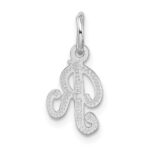 14KW White Gold Casted Script Letter R Initial Charm - Image 4