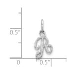 14KW White Gold Casted Script Letter R Initial Charm - Image 3