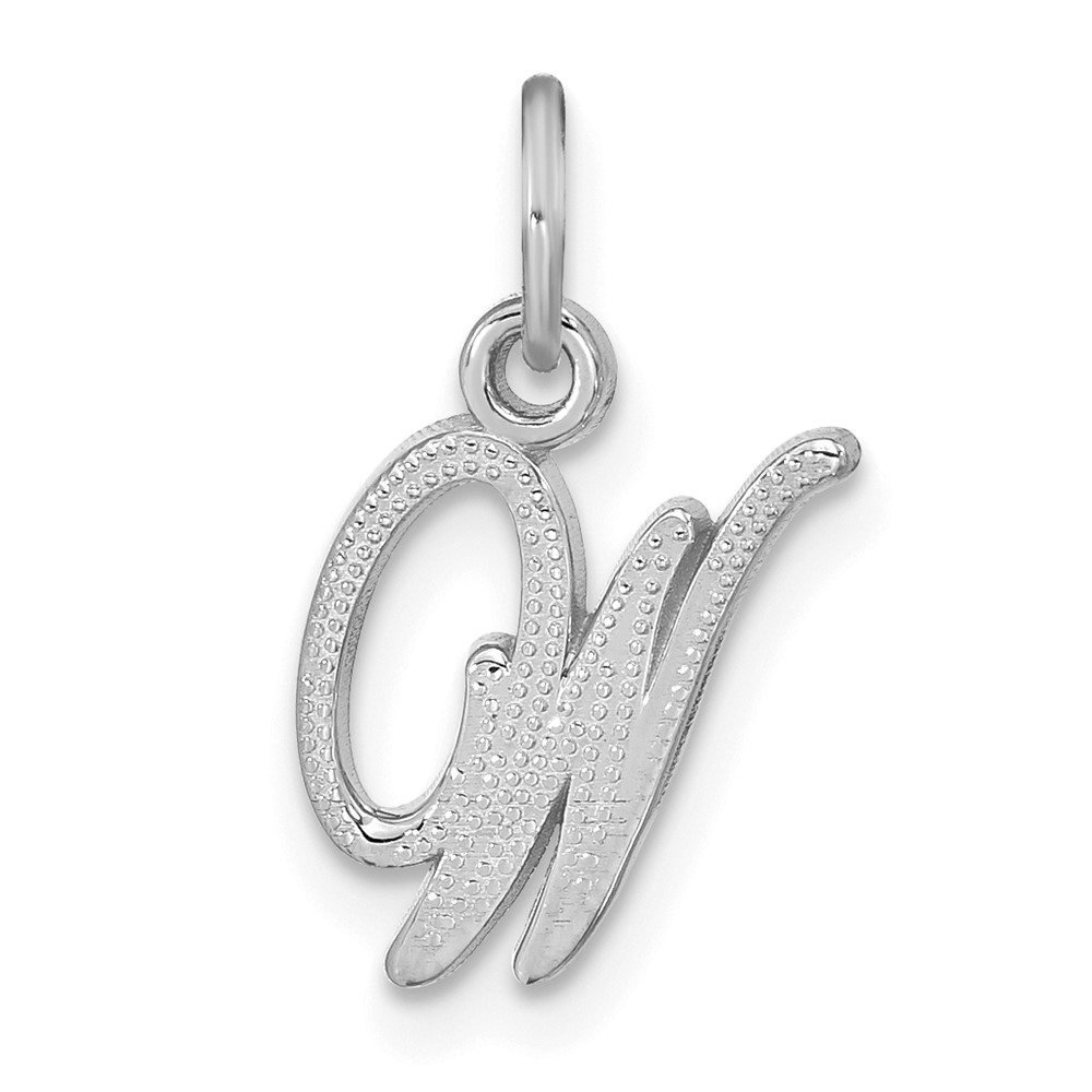WCH138-W.jpg 14KW White Gold Casted Script Letter W Initial Charm - Image 1