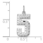 14kw Large Brushed Diamond-cut  Number 5 Charm - Image 3