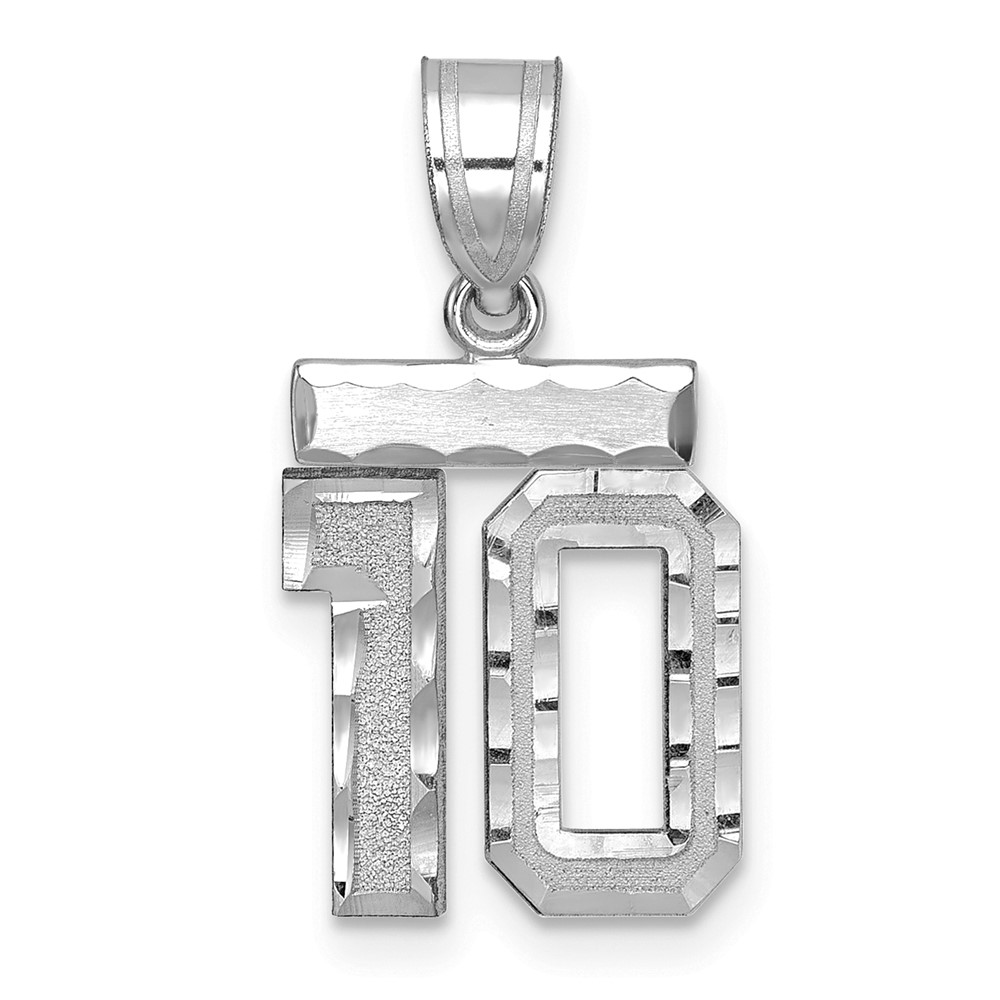 WSN10.jpg 14kw Small Brushed Diamond-cut Number 10 Charm - Image 1