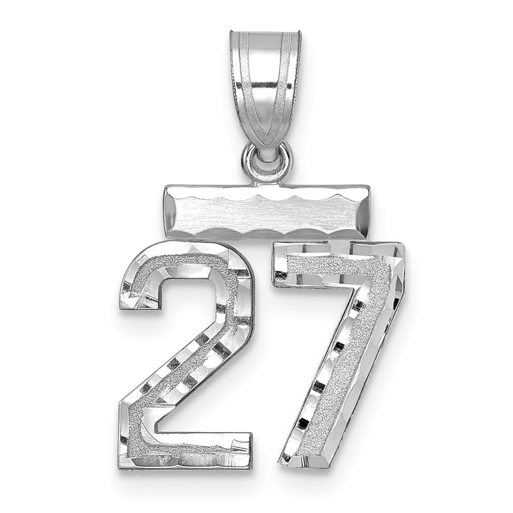 WSN27.jpg 14kw Small Brushed Diamond-cut Number 27 Charm - Image 1