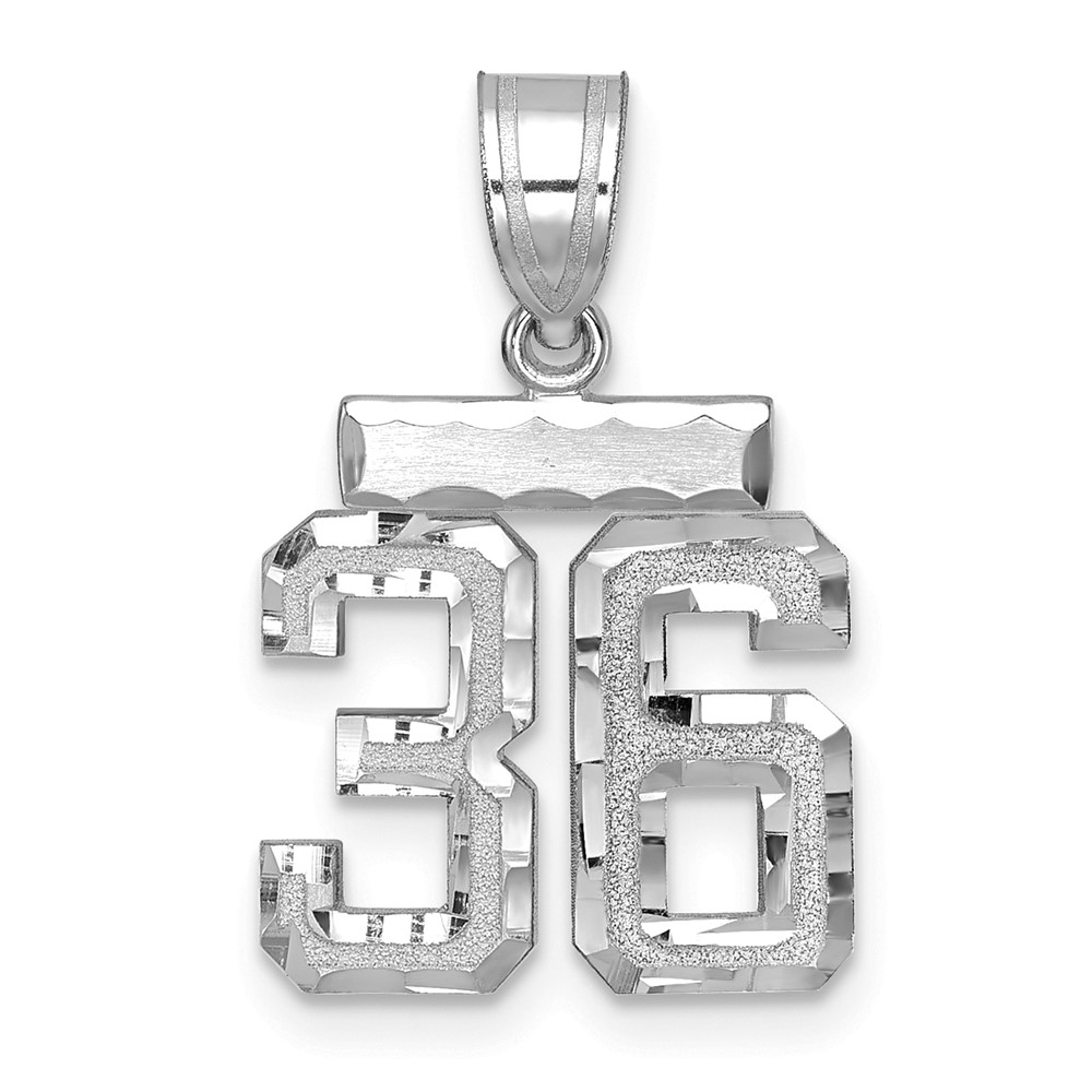 WSN36.jpg 14kw Small Brushed Diamond-cut Number 36 Charm - Image 1