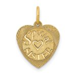 14K SPECIAL SISTER 12mm Engravable Heart Charm