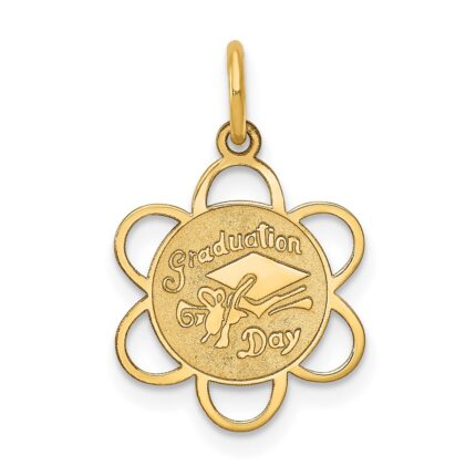 14k GRADUATION DAY Scalloped Edge Charm