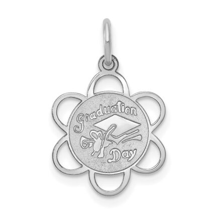 14k White Gold GRADUATION DAY Scalloped Edge Charm