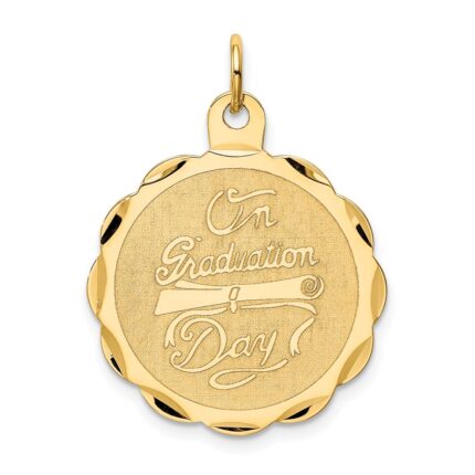 14k ON GRADUATION DAY with Diploma Engravable Disc Charm