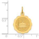 14K Polished Satin HAPPY BIRTHDAY with Cake 14mm Engravable Disc Charm - Image 3