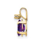 14k Diamond and 6x4 Oval February/Amethyst Birthstone Pendant - Image 2