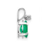 14K White Gold Diamond and 6x4 Oval May/Emerald Birthstone Pendant - Image 2