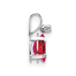 14K White Gold Diamond and 6x4 Oval July/Ruby Birthstone Pendant - Image 2