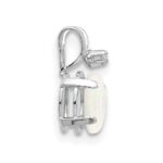 14K White Gold Diamond and 6x4 Oval October/Opal Birthstone Pendant - Image 2
