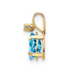 14k Diamond and 6x4 Oval December/Blue Topaz Birthstone Pendant - Image 2