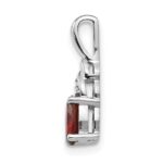 14k White Gold 6x4 Oval January/Garnet and Diamond Pendant - Image 2