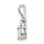 14k White Gold 6x4 Oval October/Opal and Diamond Pendant - Image 2