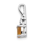 14k White Gold 6x4 Oval November/Citrine and Diamond Pendant - Image 2