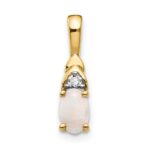 14k 6x4 Oval October/Opal and Diamond Pendant