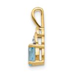 14k 6x4 Oval December/Blue Topaz and Diamond Pendant - Image 2