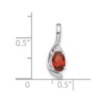 14k White Gold 6x4 Oval January/Garnet and Diamond Pendant - Image 3