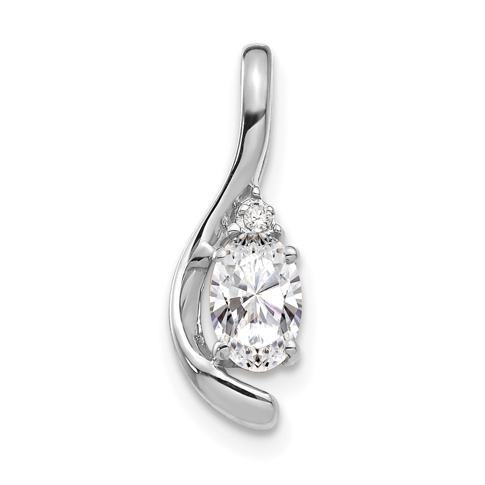 XBS385.jpg 14k White Gold 6x4 Oval April/White Topaz and Diamond Pendant - Image 1