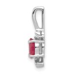 14k White Gold 6x4 Oval July/Ruby and Diamond Pendant - Image 2