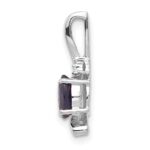 14k White Gold 6x4 Oval September/Sapphire and Diamond Pendant - Image 2