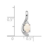 14k White Gold 6x4 Oval October/Opal and Diamond Pendant - Image 3