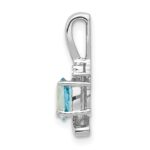 14k White Gold 6x4 Oval December/Blue Topaz and Diamond Pendant - Image 2