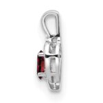 14k White Gold 6x4 Oval January/Garnet and Diamond Heart Pendant - Image 2