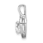 14k White Gold 6x4 Oval April/White Topaz and Diamond Heart Pendant - Image 2