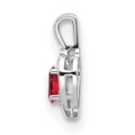 14k White Gold 6x4 Oval July/Ruby and Diamond Heart Pendant - Image 2