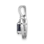 14k White Gold 6x4 Oval September/Sapphire and Diamond Heart Pendant - Image 2