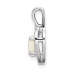 14k White Gold 6x4 Oval October/Opal and Diamond Heart Pendant - Image 2