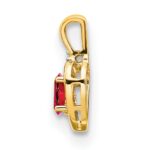 14k 6x4 Oval July/Ruby and Diamond Heart Pendant - Image 2