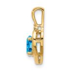 14k 6x4 Oval December/Blue Topaz and Diamond Heart Pendant - Image 2