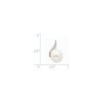 14k White Gold 9-10mm White Button Freshwater Cultured Pearl and Diamond Chain Slide - Image 3