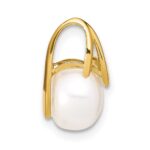 14k 8-9mm White Button Freshwater Cultured Pearl Slide Fits up to 2mm Regular/3mm Fancy or Reversible Omega - Image 2