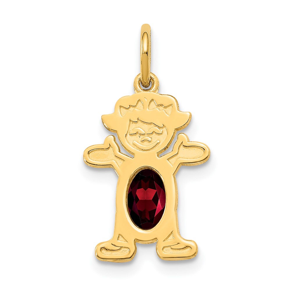 XCK10.jpg 14K Girl Charm 6x4 Oval Genuine Garnet-January - Image 1