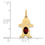 14K Boy Charm 6x4 Oval Genuine Garnet-January - Image 3