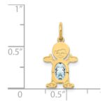 14K Boy Charm 6x4 Oval Genuine Aquamarine-March - Image 3
