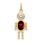 14k January Boy Synthetic Birthstone Charm