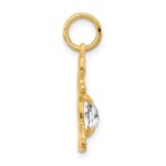 14K Girl Charm 6x4 Oval Genuine White Topaz-April - Image 2