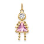 14k June Girl Synthetic Birthstone Charm
